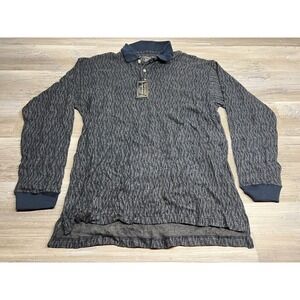 Vintage 90s Bogari Studio Polo Shirt M Geometric Long‎ Sleeve Hipster Grunge NWT